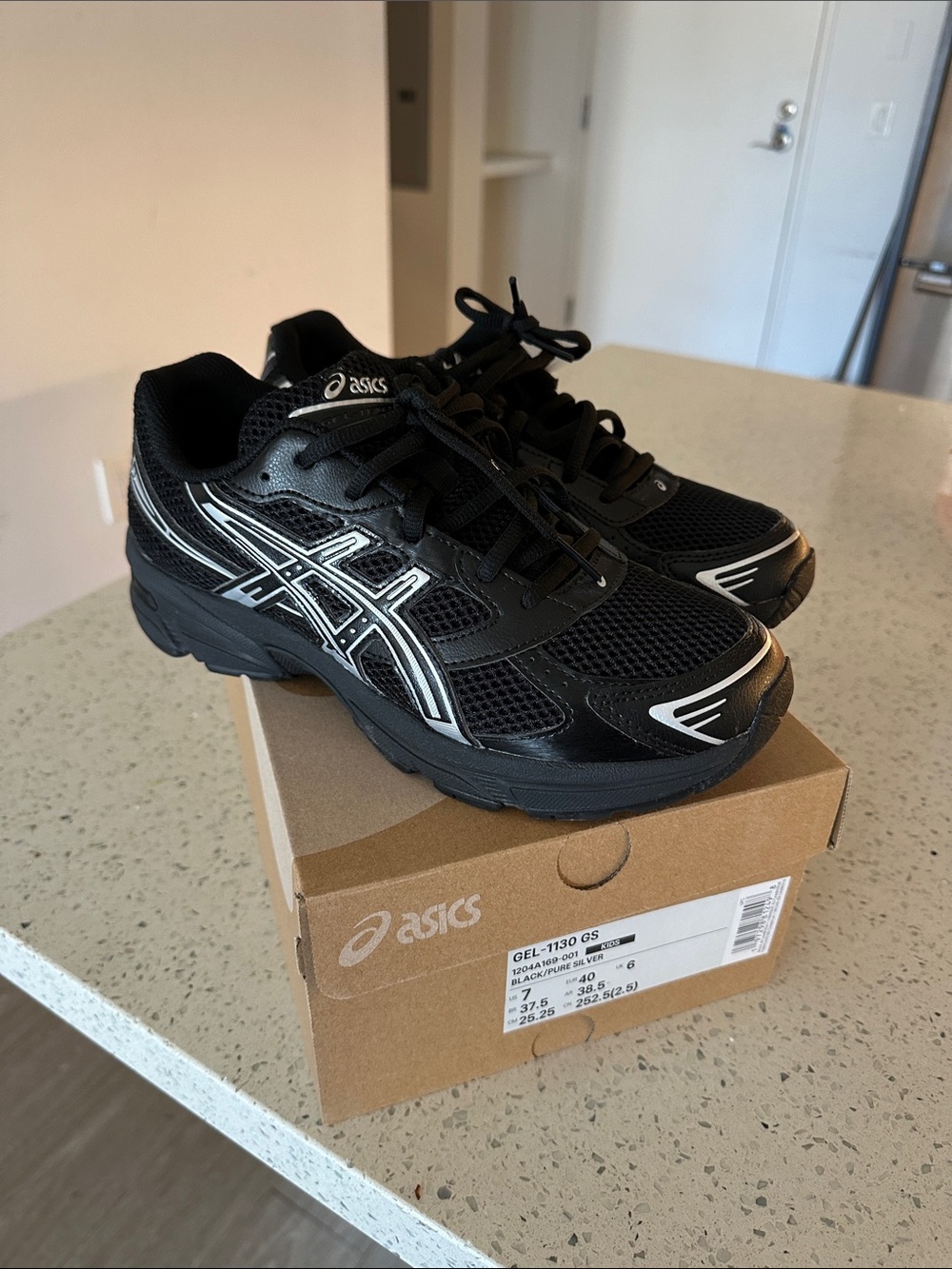 Asics Black Sneakers with White Accents - Kids